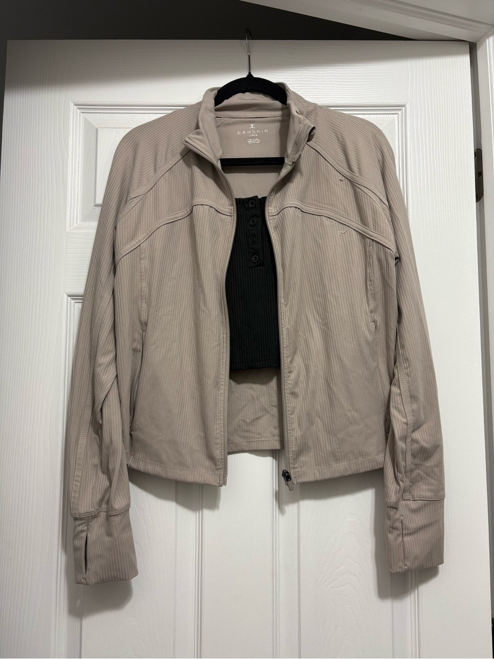 Danskin Beige Utility Zip-Front Jacket